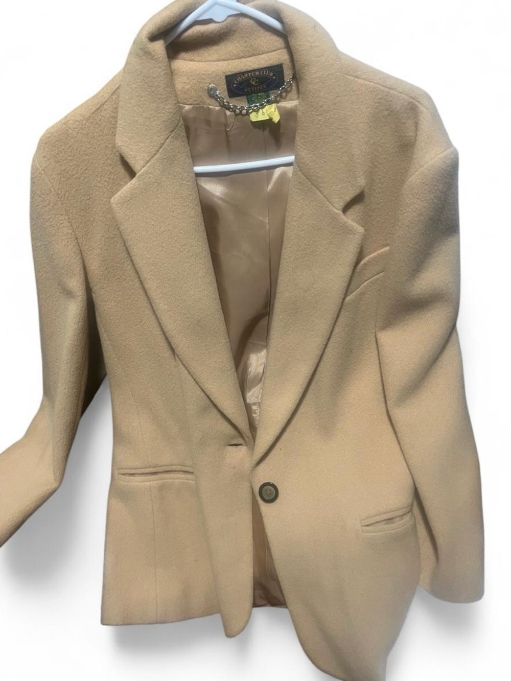 Charter Club Camel Single-Button Wool Blazer